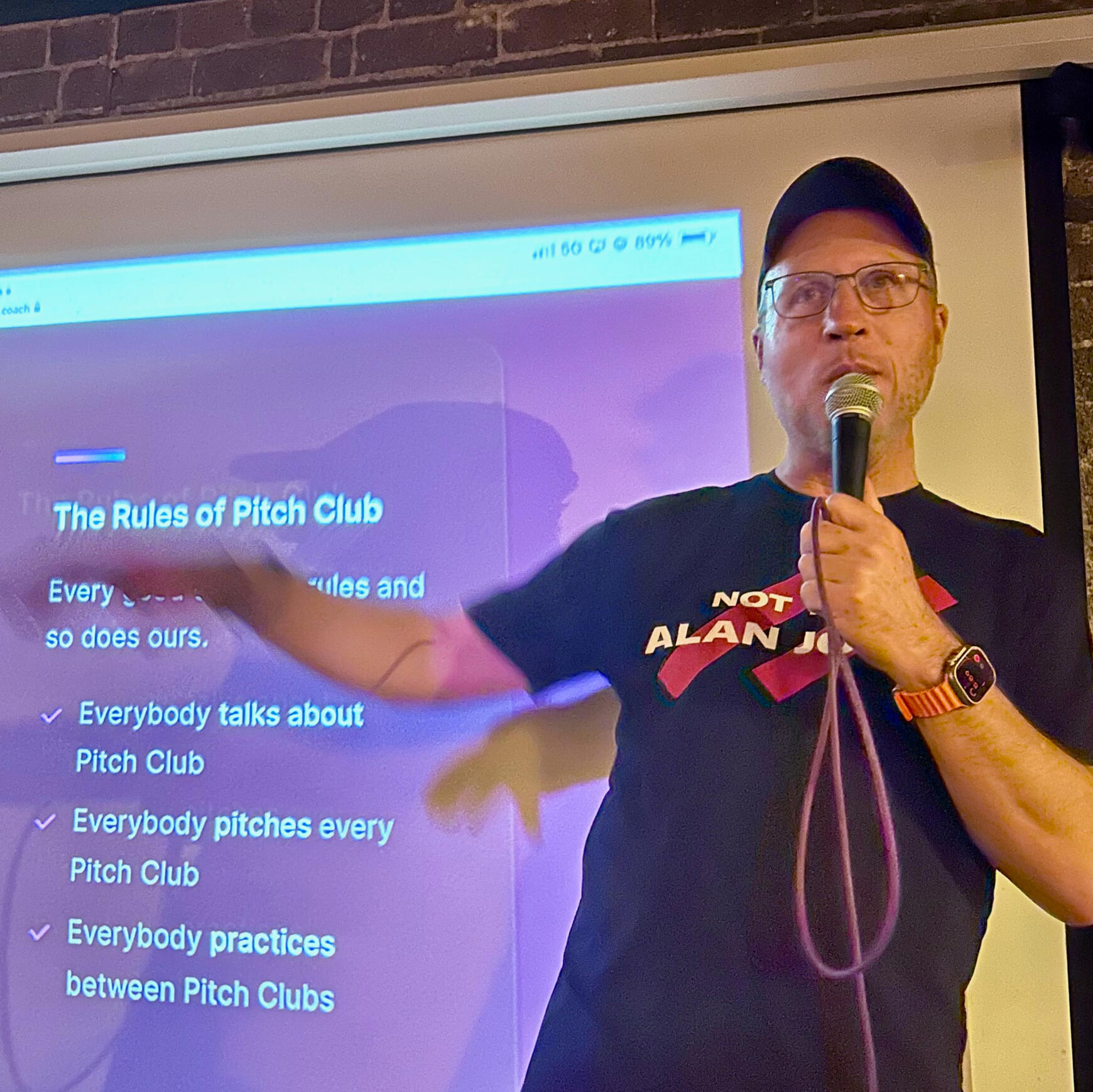 Alan Jones pitching at Pitch Club